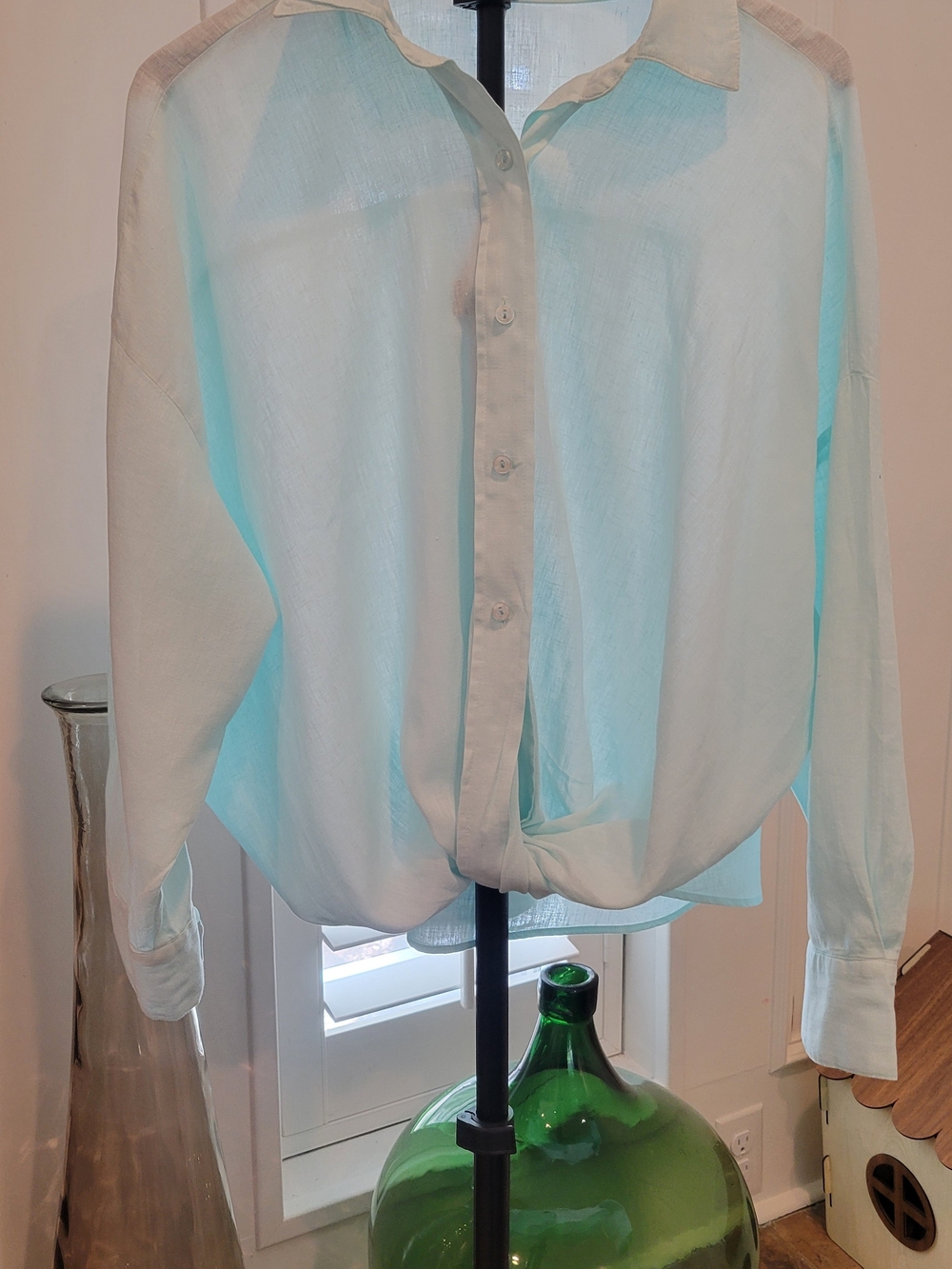 Young Fabulous & Broke Light Blue Button-Up Blouse